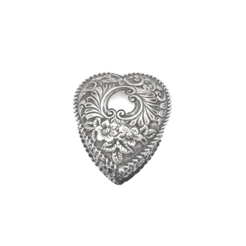 ANTIQUE VICTORIAN STERLING SILVER 'HEART' TRINKET BOX 1900