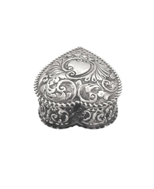 ANTIQUE VICTORIAN STERLING SILVER 'HEART' TRINKET BOX 1900 - ADDITIONAL PHOTO 3