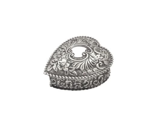 ANTIQUE VICTORIAN STERLING SILVER 'HEART' TRINKET BOX 1900 - ADDITIONAL PHOTO 5