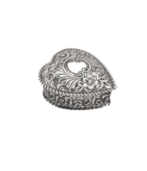 ANTIQUE VICTORIAN STERLING SILVER 'HEART' TRINKET BOX 1900 - ADDITIONAL PHOTO 6
