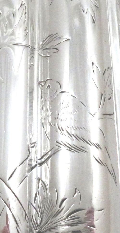 fig 2. Antique Victorian Sterling Silver 3 Tube Cigar Case 1880 - Birds