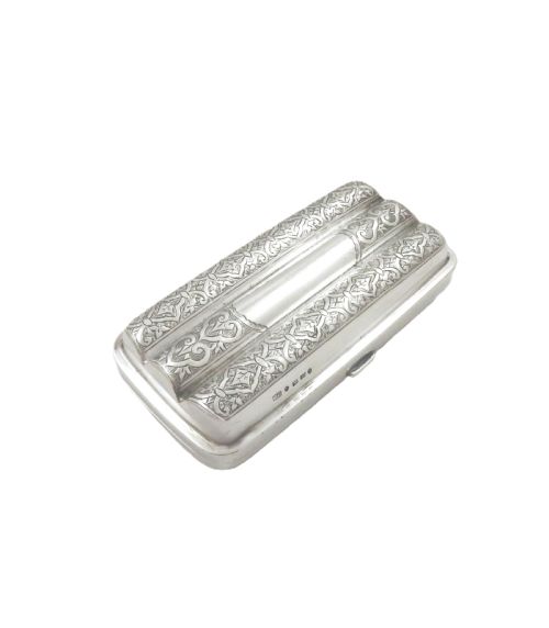 Antique Victorian Sterling Silver Cigar Case 1887