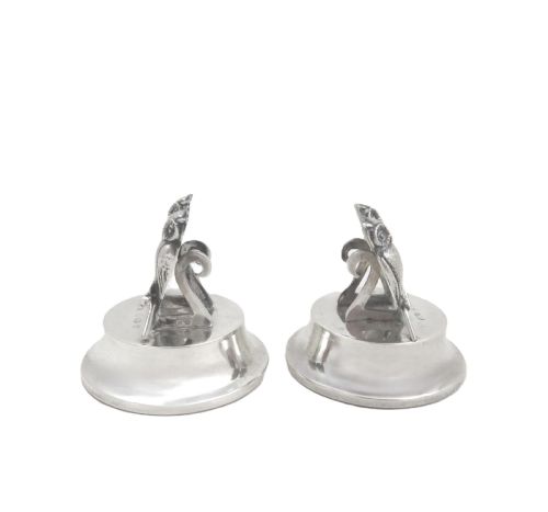 PAIR OF ANTIQUE EDWARDIAN STERLING SILVER 'OWL' MENU HOLDERS 1910 - ADDITIONAL PHOTO 6