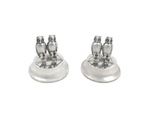 PAIR OF ANTIQUE EDWARDIAN STERLING SILVER 'OWL' MENU HOLDERS 1910 - ADDITIONAL PHOTO 8