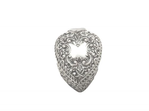 ANTIQUE VICTORIAN STERLING SILVER 'HEART' TRINKET BOX 1898 - ADDITIONAL PHOTO 8