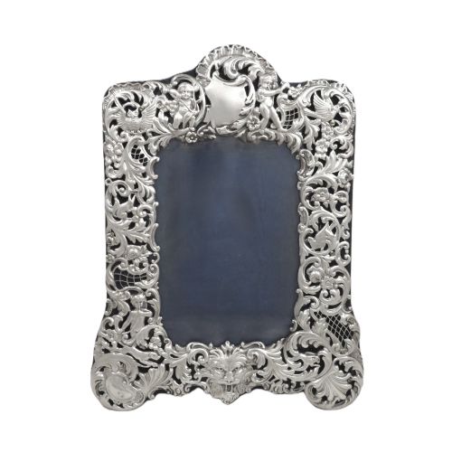 ANTIQUE VICTORIAN STERLING SILVER 9 PHOTO FRAME 1894 OWLS BIRDS DOGS CHERUBS