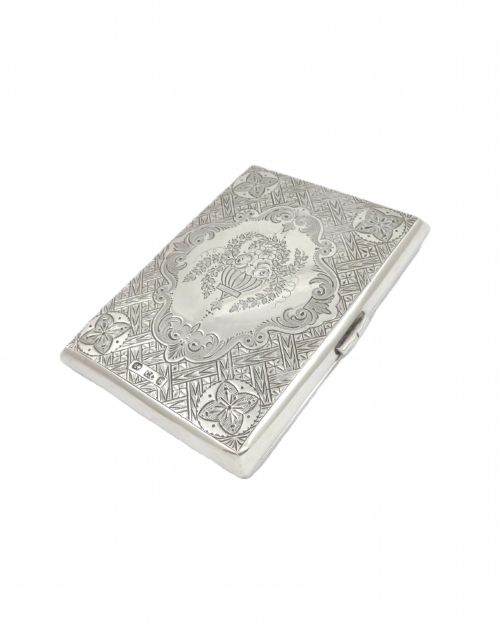 ANTIQUE VICTORIAN STERLING SILVER CARD CASE AIDE MEMOIRE 1876