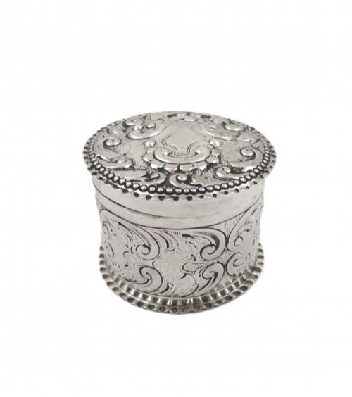ANTIQUE VICTORIAN STERLING SILVER VANITY POT 1887