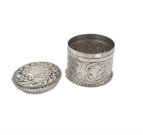 ANTIQUE VICTORIAN STERLING SILVER VANITY POT 1887 - ADDITIONAL PHOTO 4