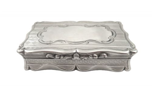 ANTIQUE VICTORIAN STERLING SILVER SNUFF BOX 1855 - ADDITIONAL PHOTO 7