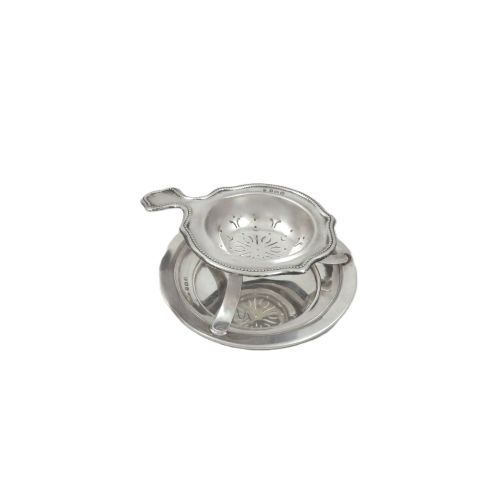 Antique Sterling Silver Tea-strainer & Drip Bowl 1921