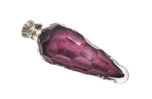 ANTIQUE VICTORIAN STERLING SILVER AMETHYST GLASS SCENT PERFUME BOTTLE 1897 - ADDITIONAL PHOTO 4
