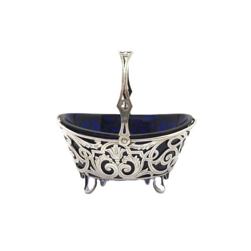Antique Victorian Sterling Silver Basket with Liner 1898
