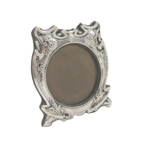 Antique Art Nouveau Sterling Silver 'Dinna Forget' Photo Frame 1903