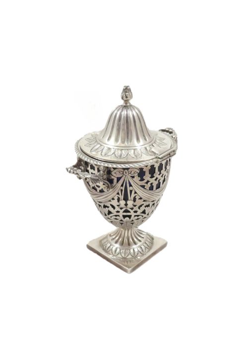 ANTIQUE EDWARDIAN STERLING SILVER SUGAR BASKET URN WITH LID 1906 - ADDITIONAL PHOTO 5