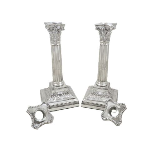 PAIR OF ANTIQUE VICTORIAN STERLING SILVER 8 12 CANDLESTICKS 1900 - ADDITIONAL PHOTO 3