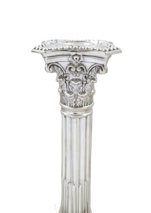 PAIR OF ANTIQUE VICTORIAN STERLING SILVER 8 12 CANDLESTICKS 1900 - ADDITIONAL PHOTO 4