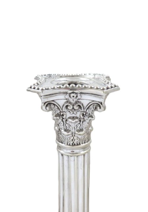 PAIR OF ANTIQUE VICTORIAN STERLING SILVER 8 12 CANDLESTICKS 1900 - ADDITIONAL PHOTO 6