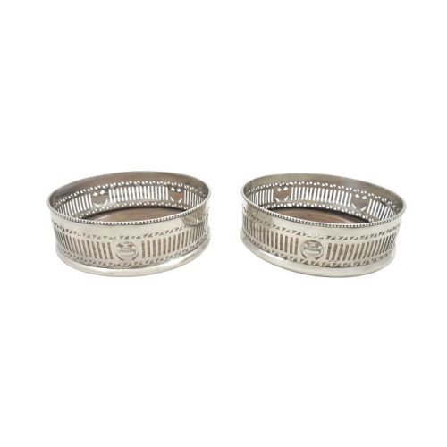 Pair of Antique Edwardian Sterling Silver Wine / Bottle Coasters 1910