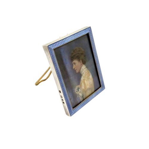 Antique Sterling Silver & Enamel Photo Frame 1920