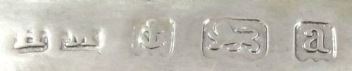 fig 1. An antique Victorian sterling silver purse with an attached chain, featuring an embossed relief depicting figures playing music in a garden setting.