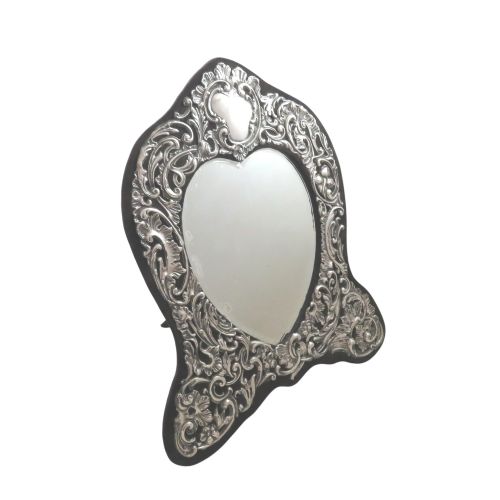 Large Antique Sterling Silver 14" Dressing Table Mirror 1905