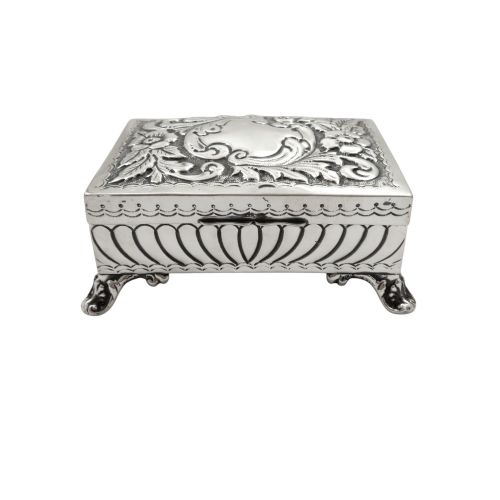 Antique Edwardian Sterling Silver 'Ring' Box 1904