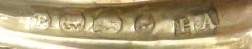fig 1. A pair of Victorian sterling silver open salt cellars shaped like scallop shells supported by cast dolphin feet.