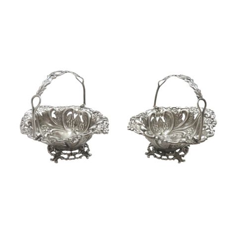 Pair of Antique Edwardian Sterling Silver Baskets 1903