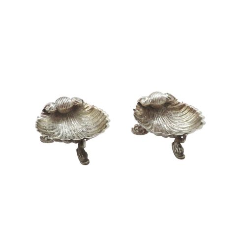 Pair of Antique Victorian Sterling Silver Shell Salts 1875