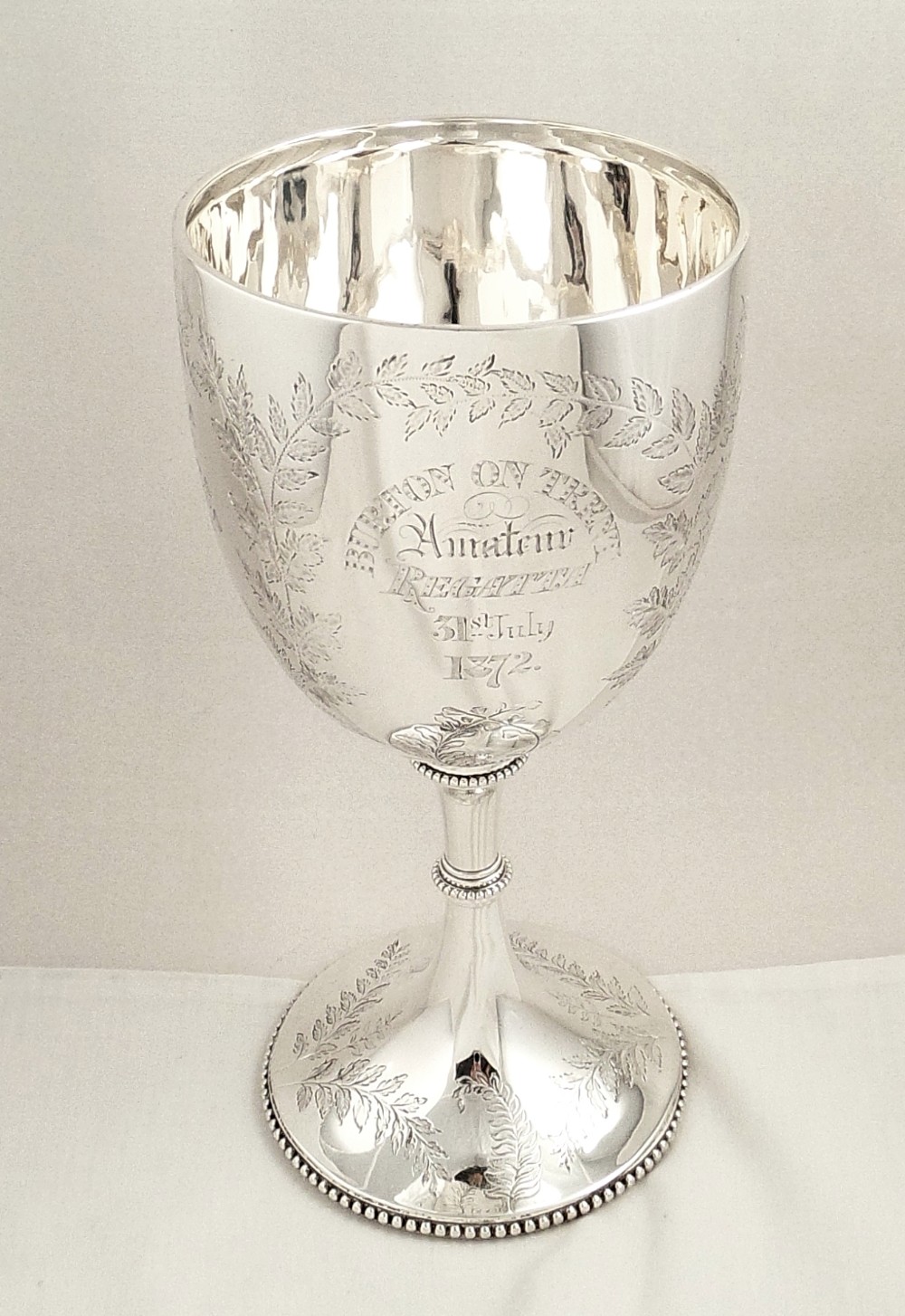 Antique Victorian Sterling Silver Regatta Trophy / Goblet - 1872 - Burton on Trent