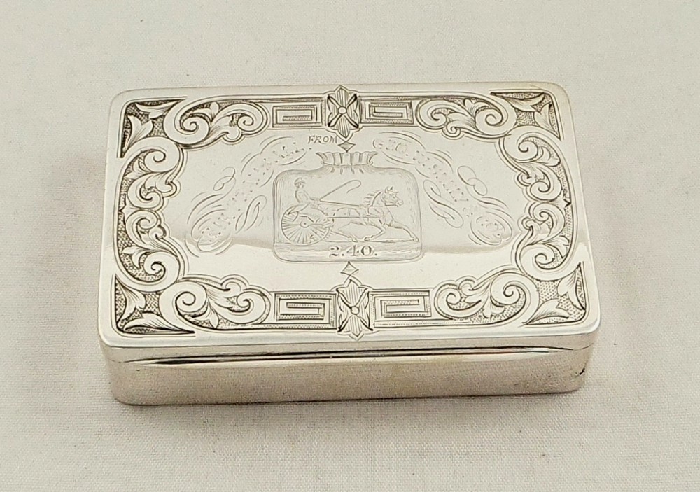 Antique American Silver Box - c1870 - Trotting Horse & Jockey