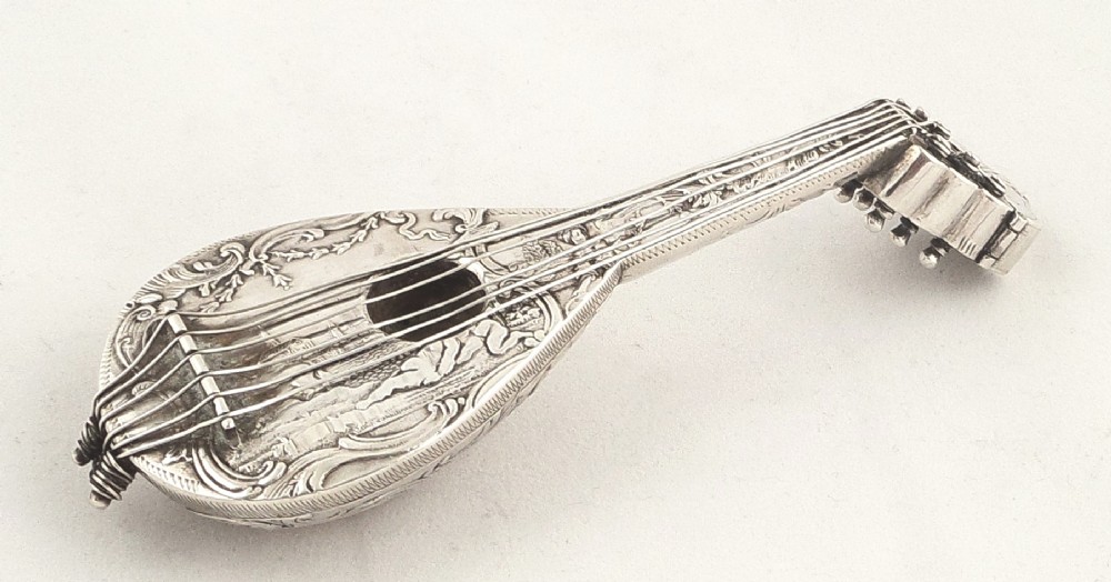 Antique Victorian Sterling Silver 'Lute/Mandolin' Perfume Bottle 1897