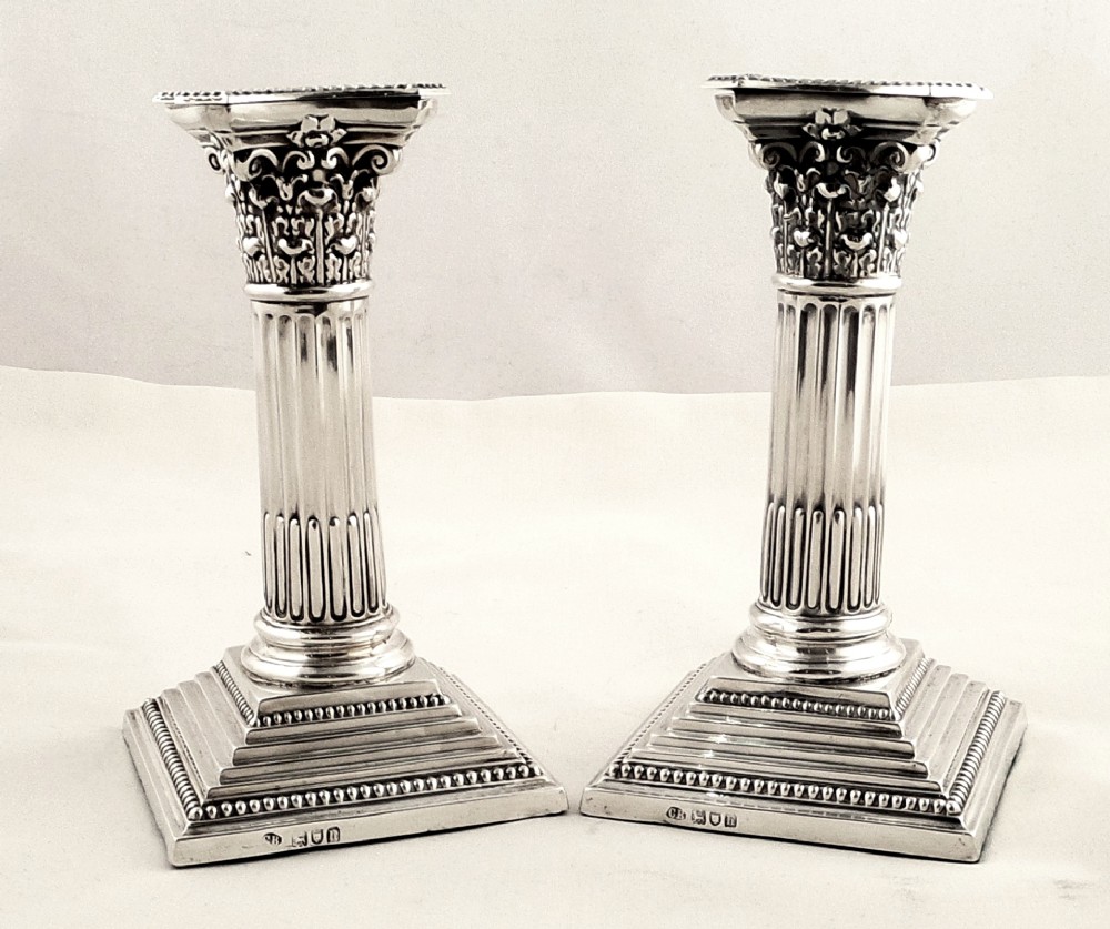 Pr Antique Edwardian Sterling Silver 6 1/2