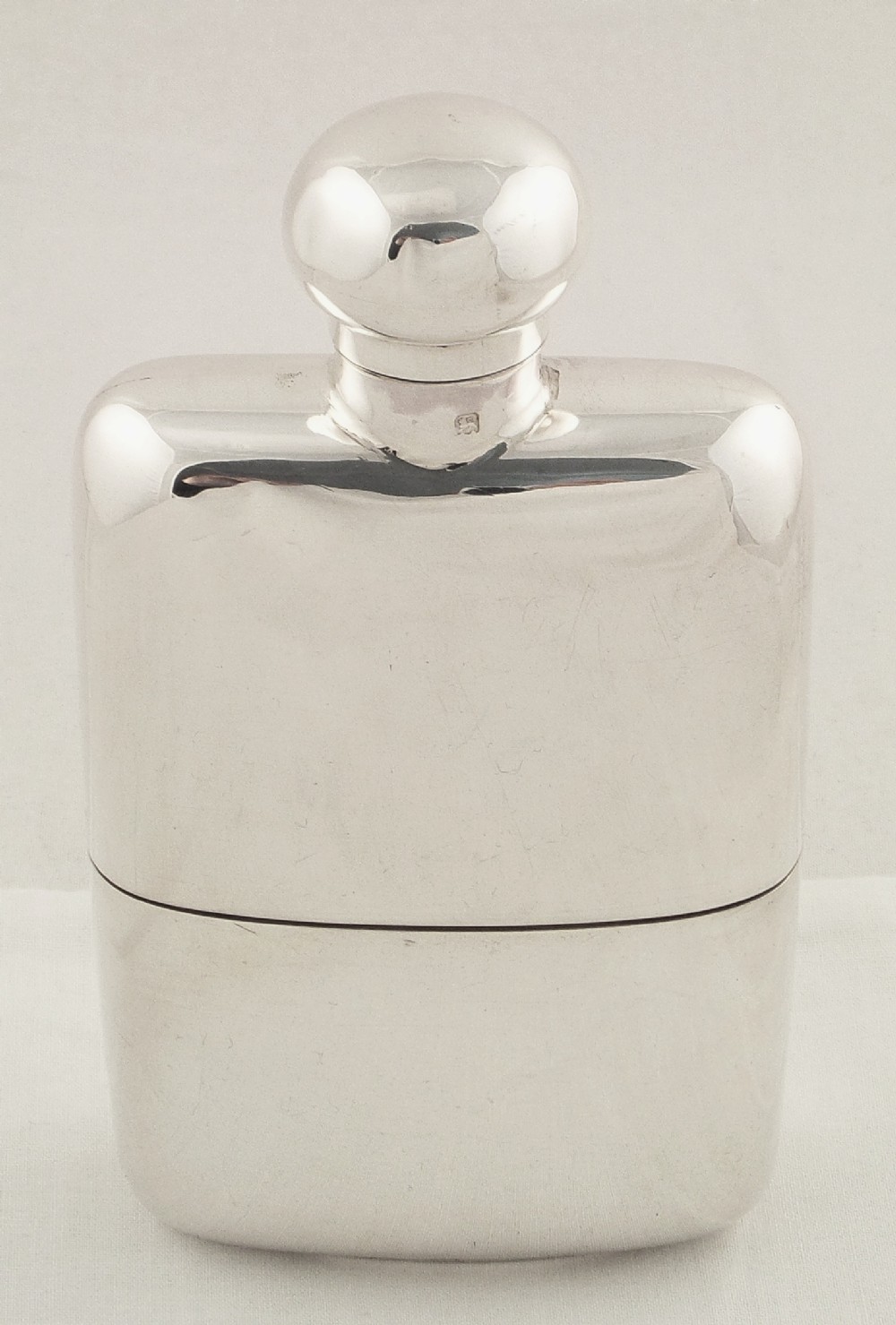 Antique Sterling Silver Hip Flask with Cup 1918 - Brooke & Son, Edinburgh