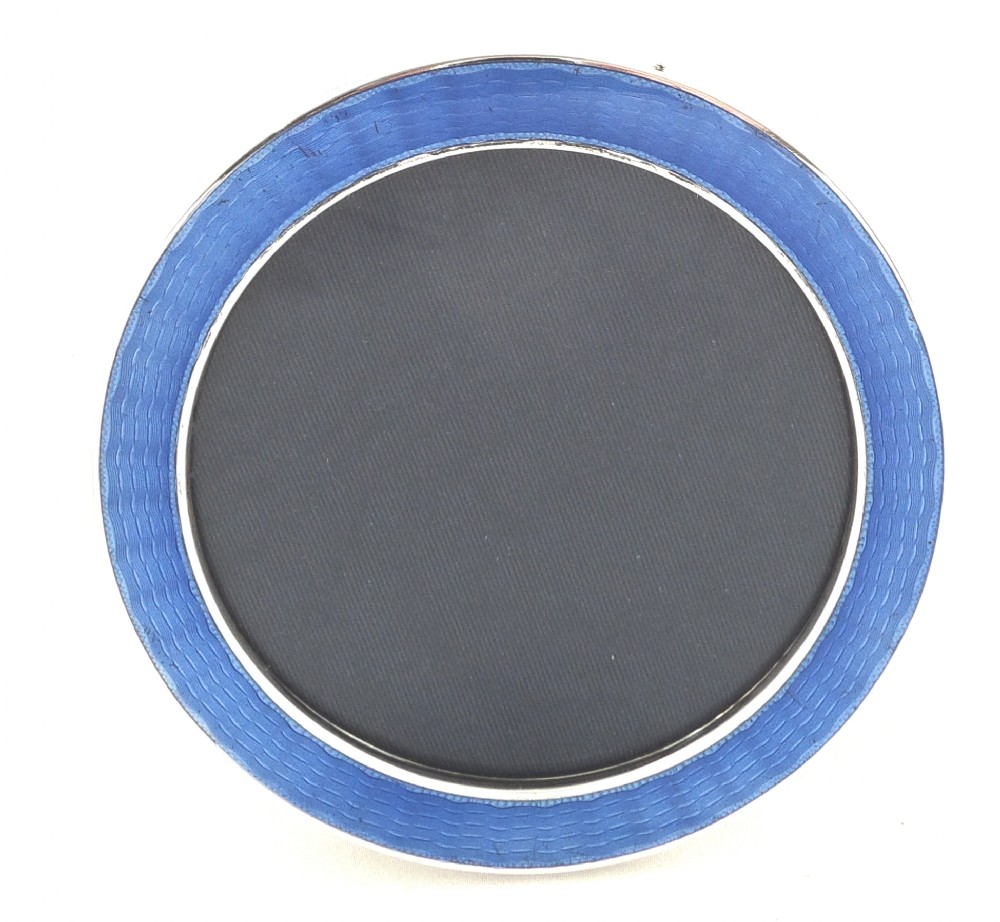 Antique Sterling Silver & Blue Enamel Photo Frame - Mappin & Webb 1921
