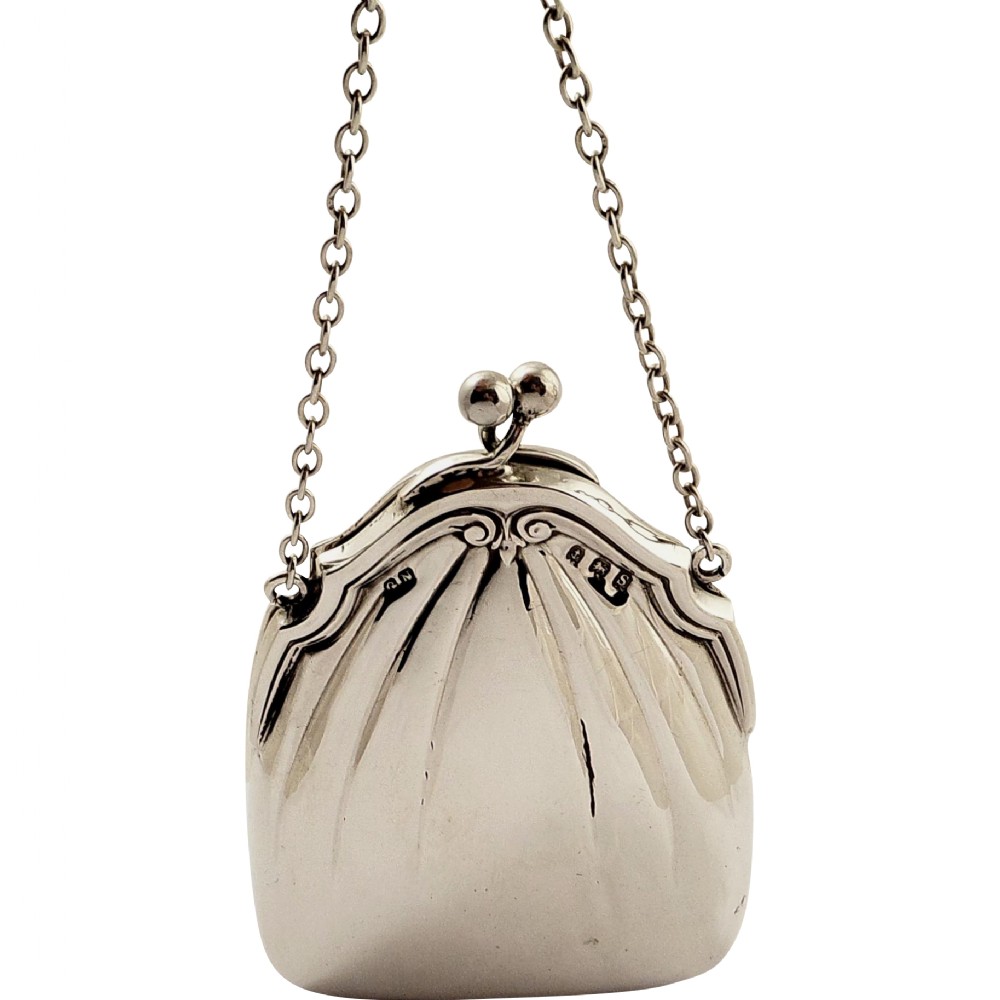Antique Hallmarked Solid Sterling Silver Purse 1917
