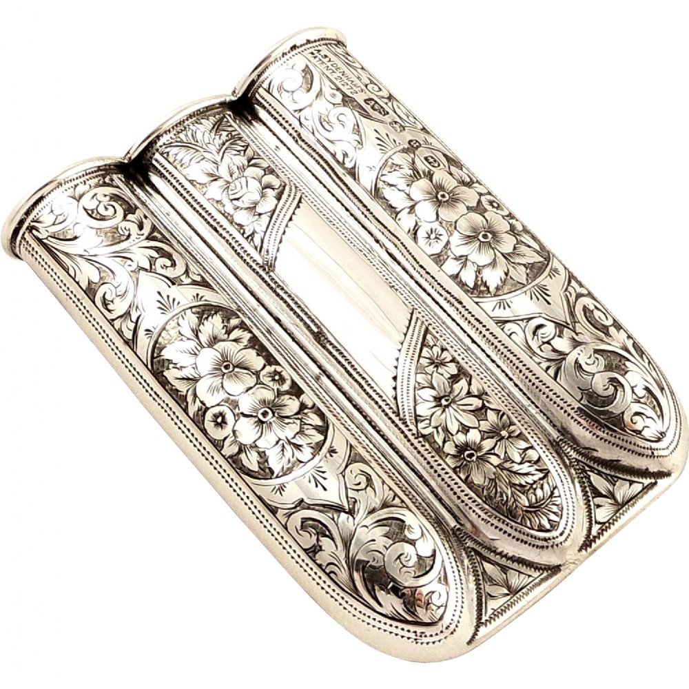 Antique Victorian Sterling Silver Cigar Case - 1894 - Sydenhams Patent