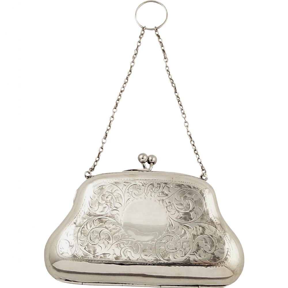 Antique Solid Sterling Silver Purse 1918