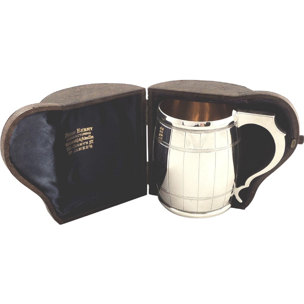 Antique Victorian Sterling Silver Mug/Tankard in Case - 1871