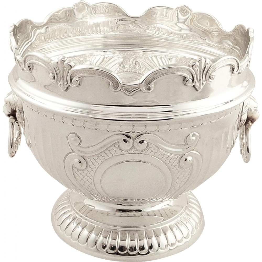 Super Antique Edwardian Sterling Silver Pedestal Bowl - 1904 - Lion Head Handles