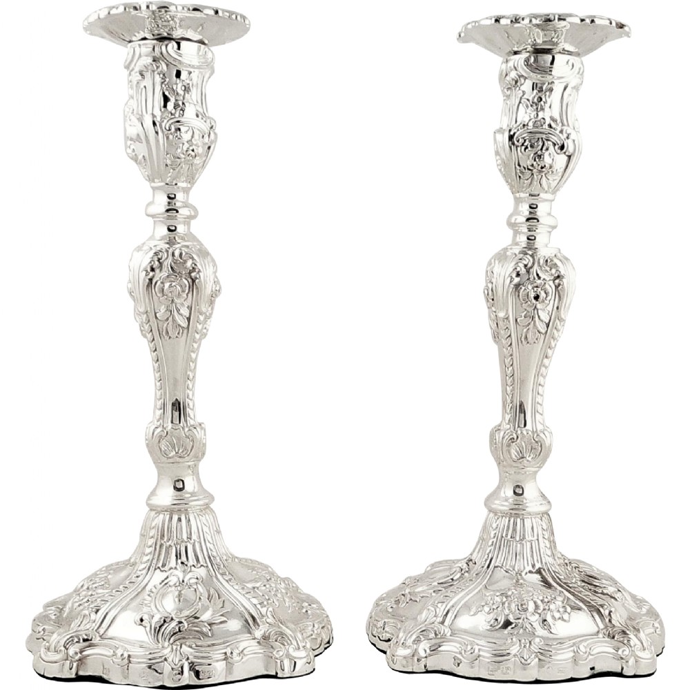 Super Pr Antique Victorian Sterling Silver Candlesticks 1845