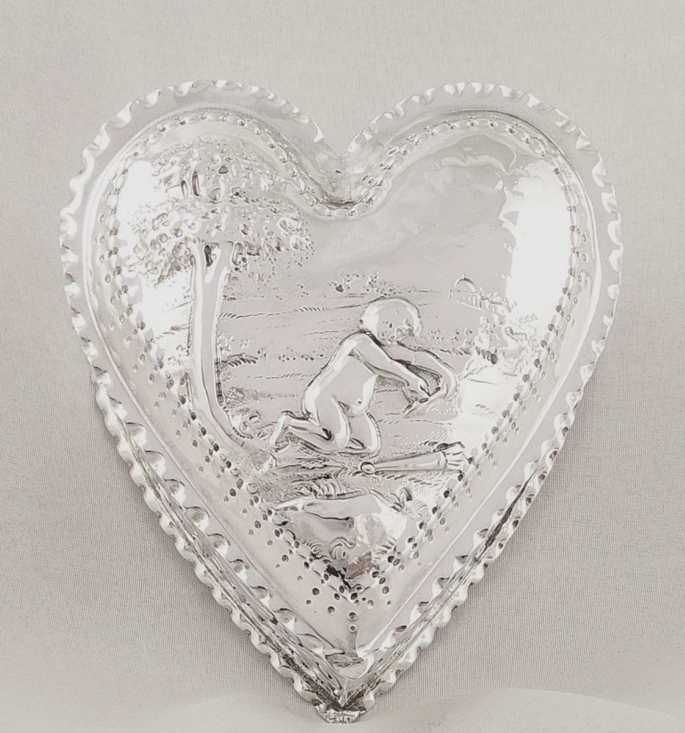 Victorian Sterling Silver Heart Trinket Box 1886