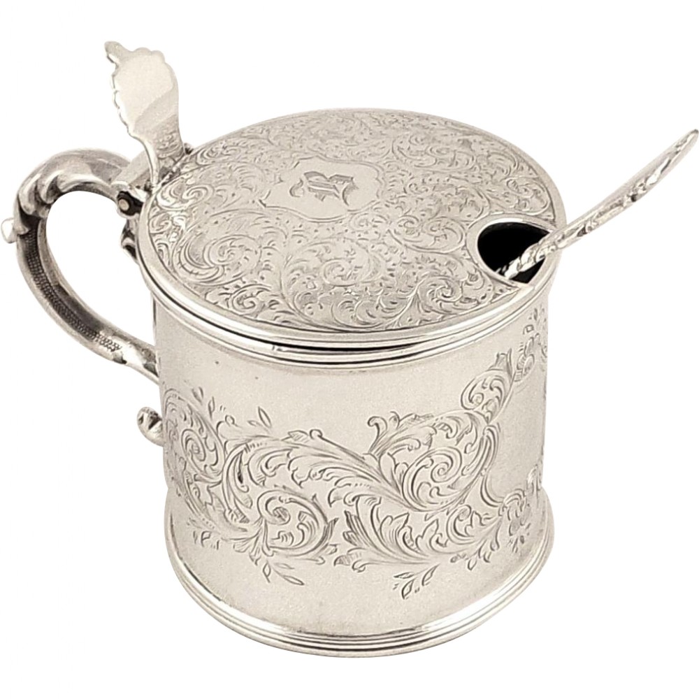 Antique Victorian Sterling Silver Mustard & Liner 1856 - 'B' George Unite