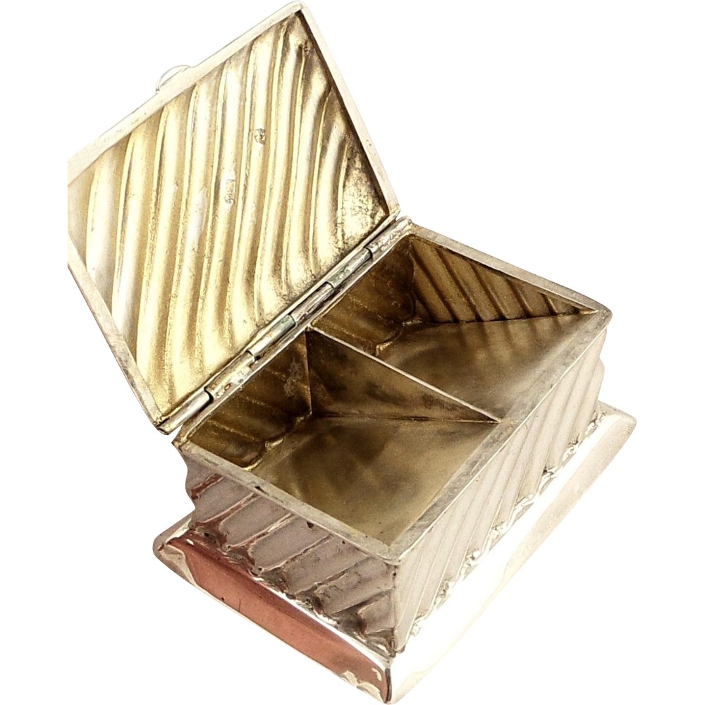 Antique Victorian Sterling Silver Double Stamp Case / Box 1891