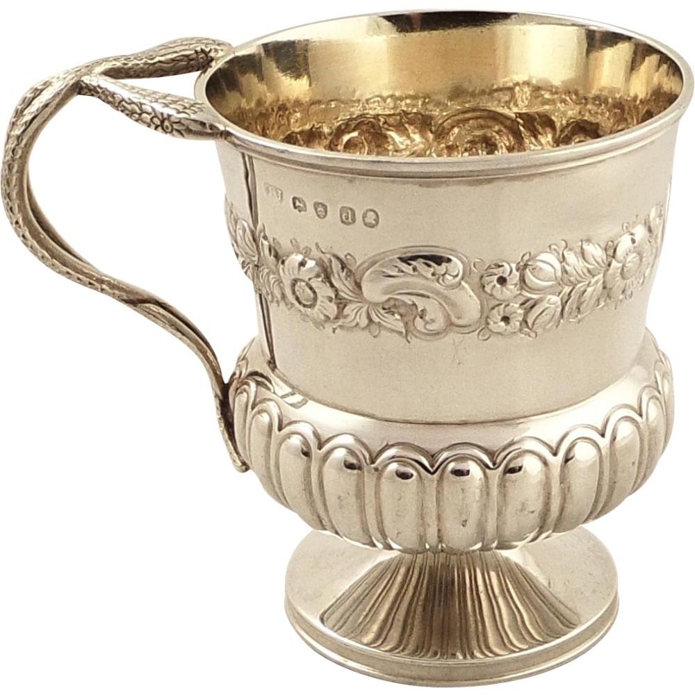 Antique Georgian Sterling Silver Mug/Tankard 1819 - Entwined Snake Handle