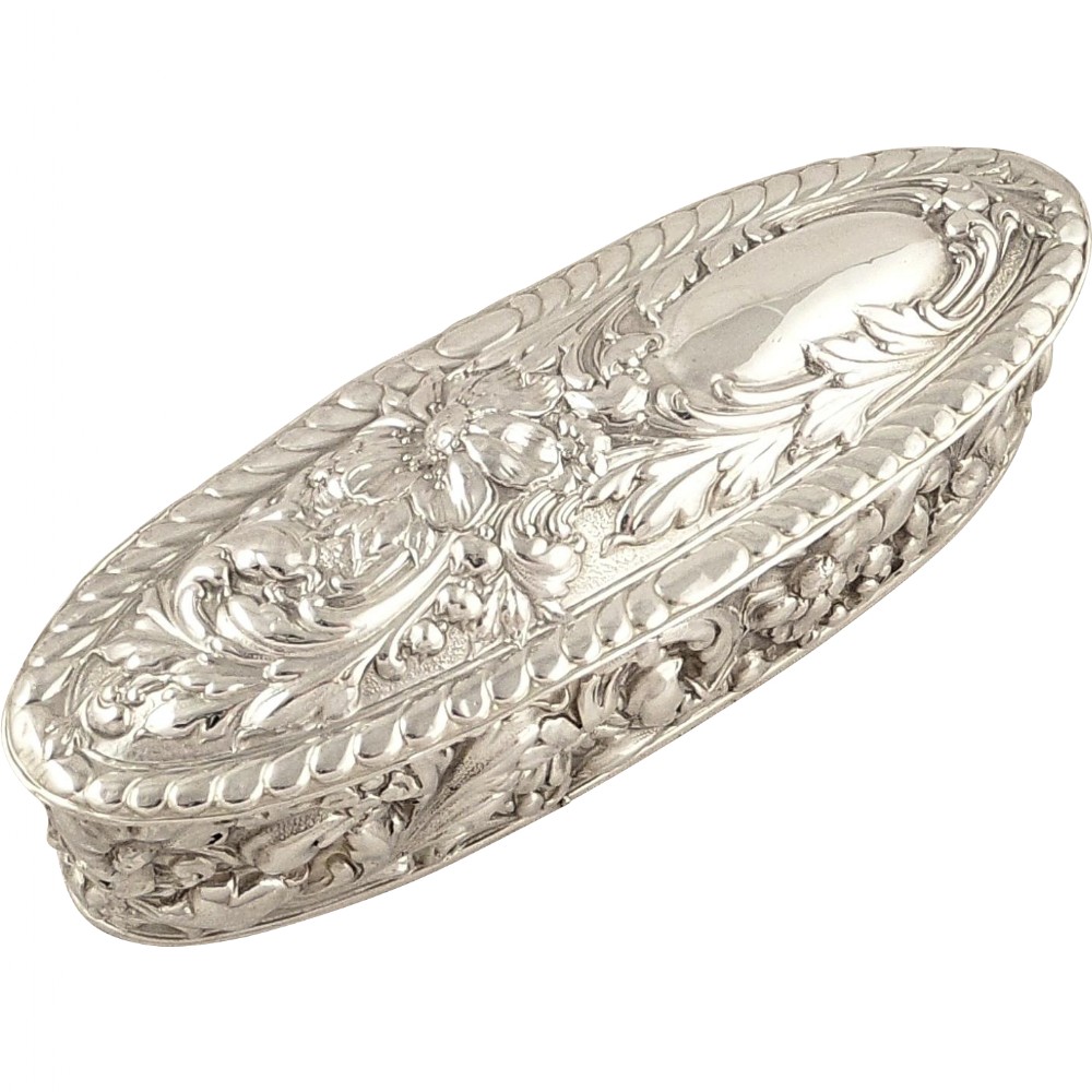 Antique Edwardian Sterling Silver Ring Box - 1902