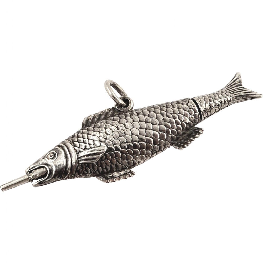 Antique Victorian Silver Novelty Fish Propelling Pencil c1880