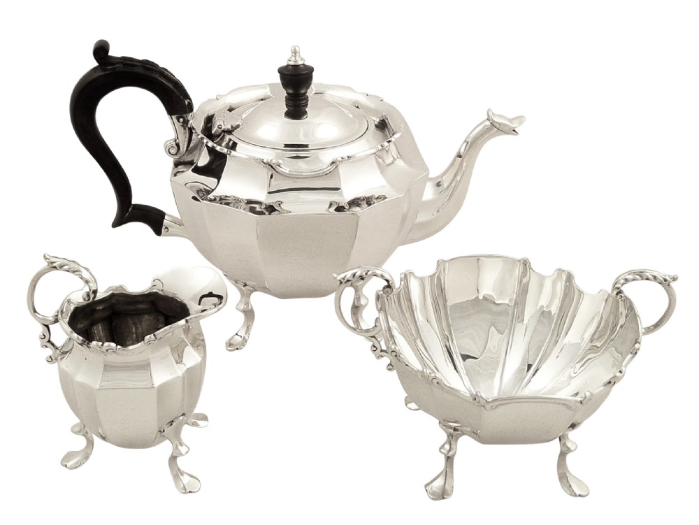 Antique Sterling Silver 3 Piece Bachelor Teaset 1911