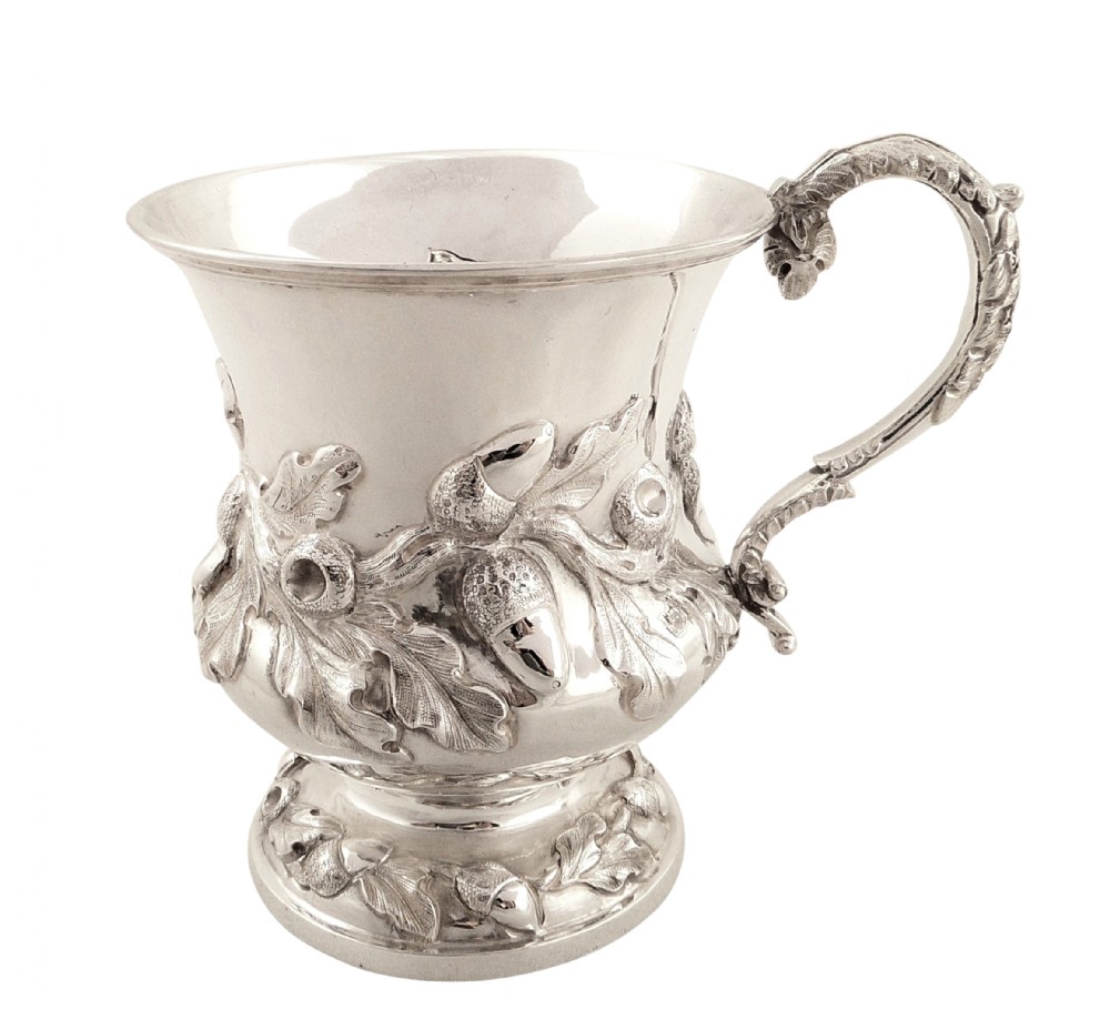Antique Sterling Silver Mug/Tankard with Acorns 1837